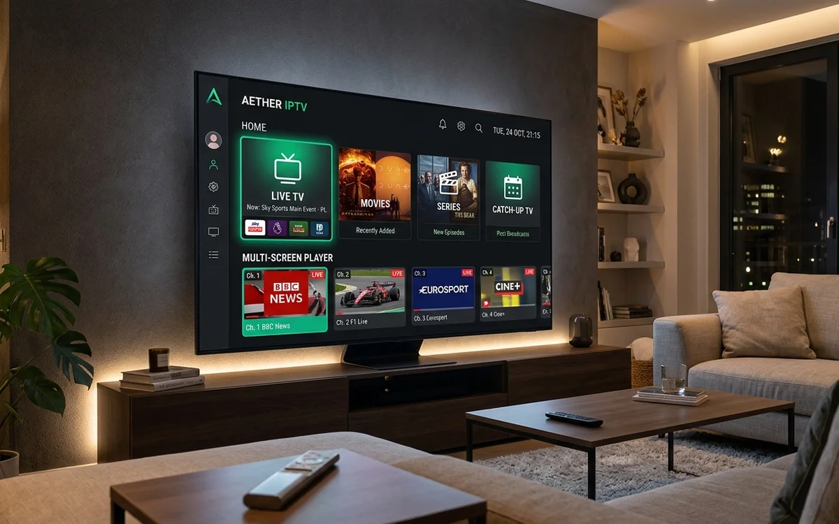 IPTV Smarters Pro application home dashboard and live category menu
