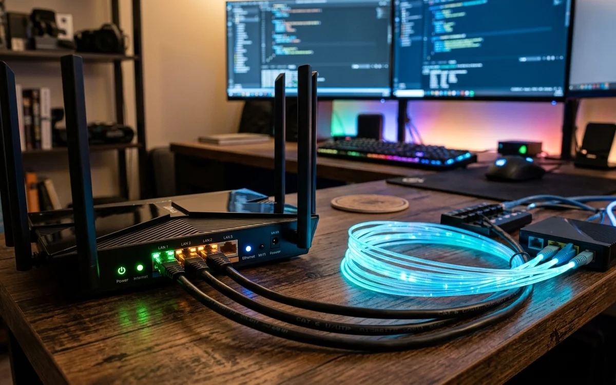 Apple TV 4K set-top box connected to Irish fiber broadband network